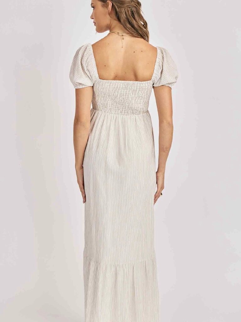 Sadie & Sage White Taupe Stripe Dress