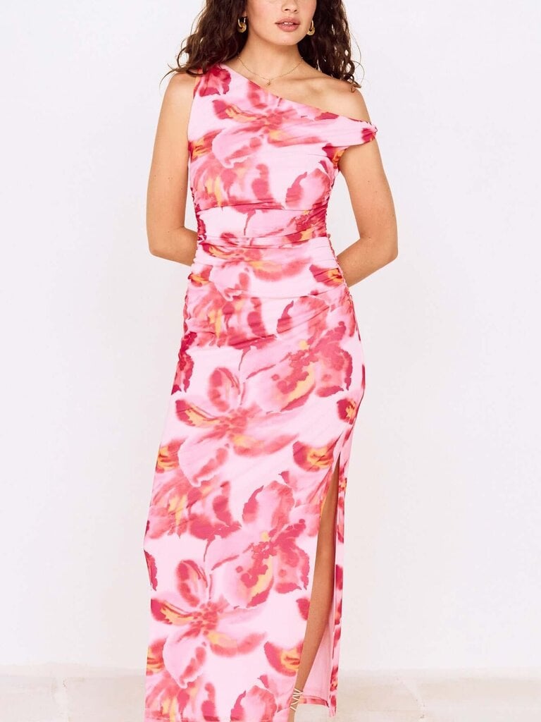 Mink Pink Pink Floral Mesh Midi