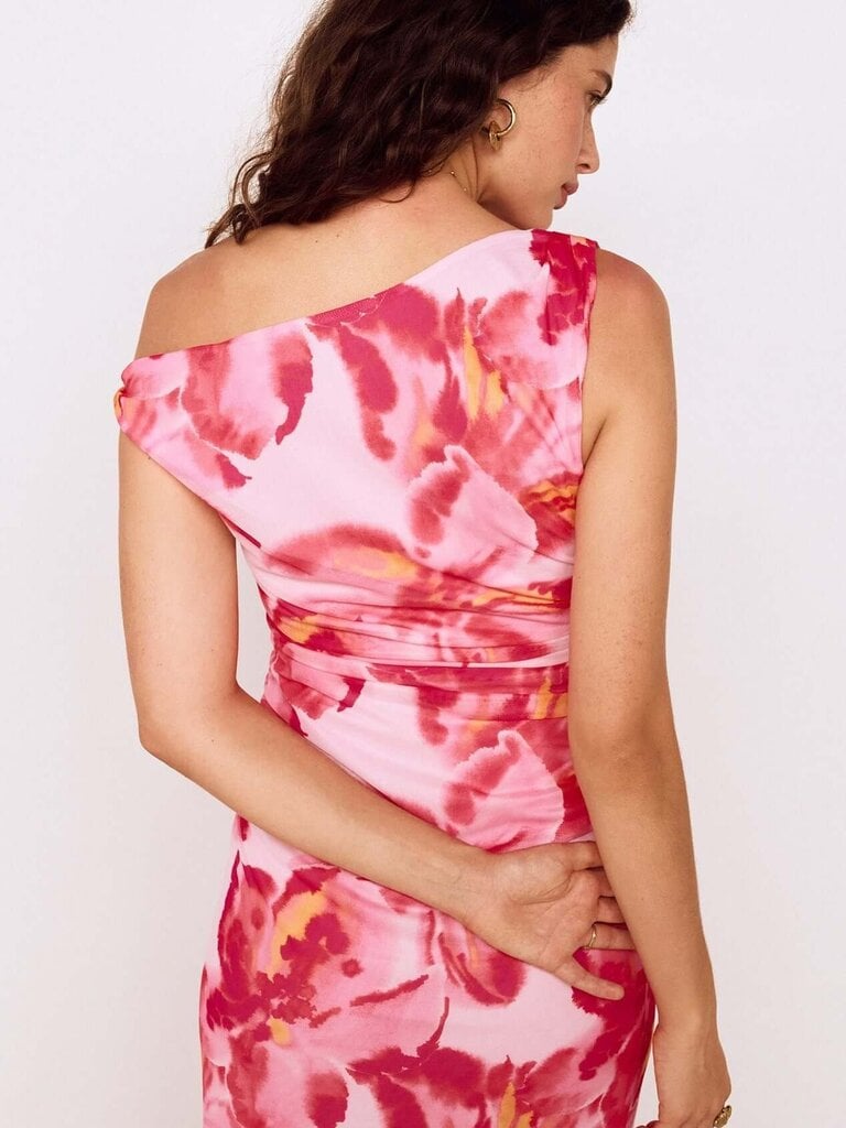 Mink Pink Pink Floral Mesh Midi