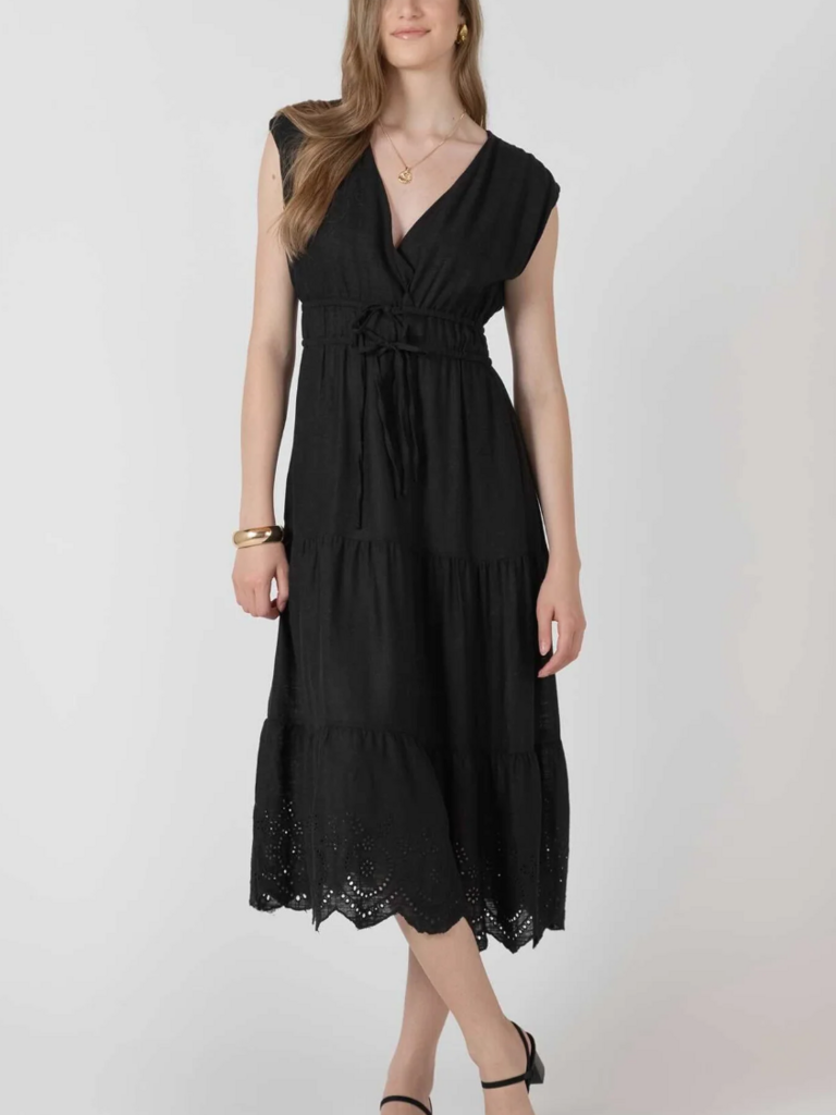 Black Tape Eyelet Black Midi