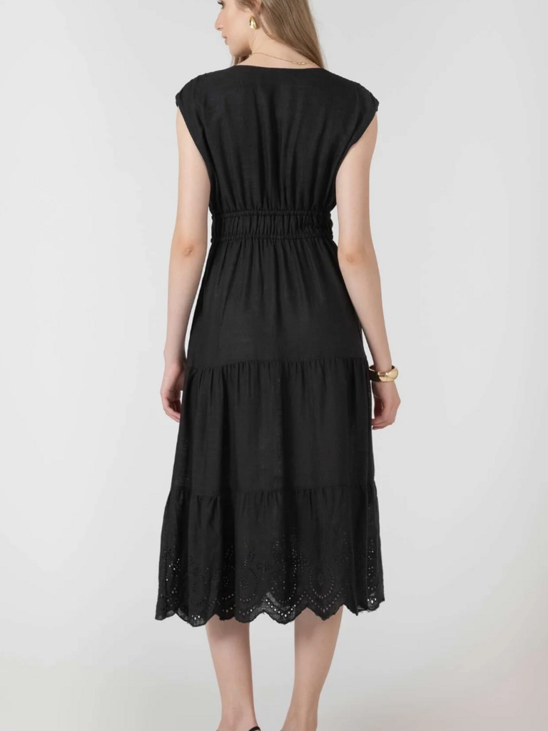 Black Tape Eyelet Black Midi