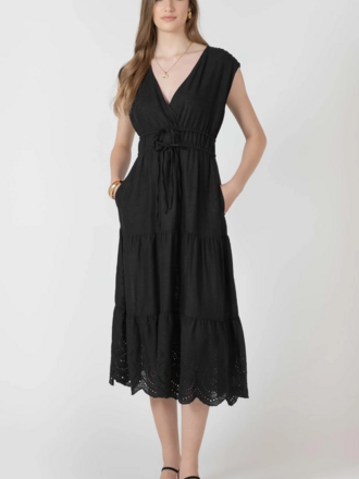 Black Tape Eyelet Black Midi