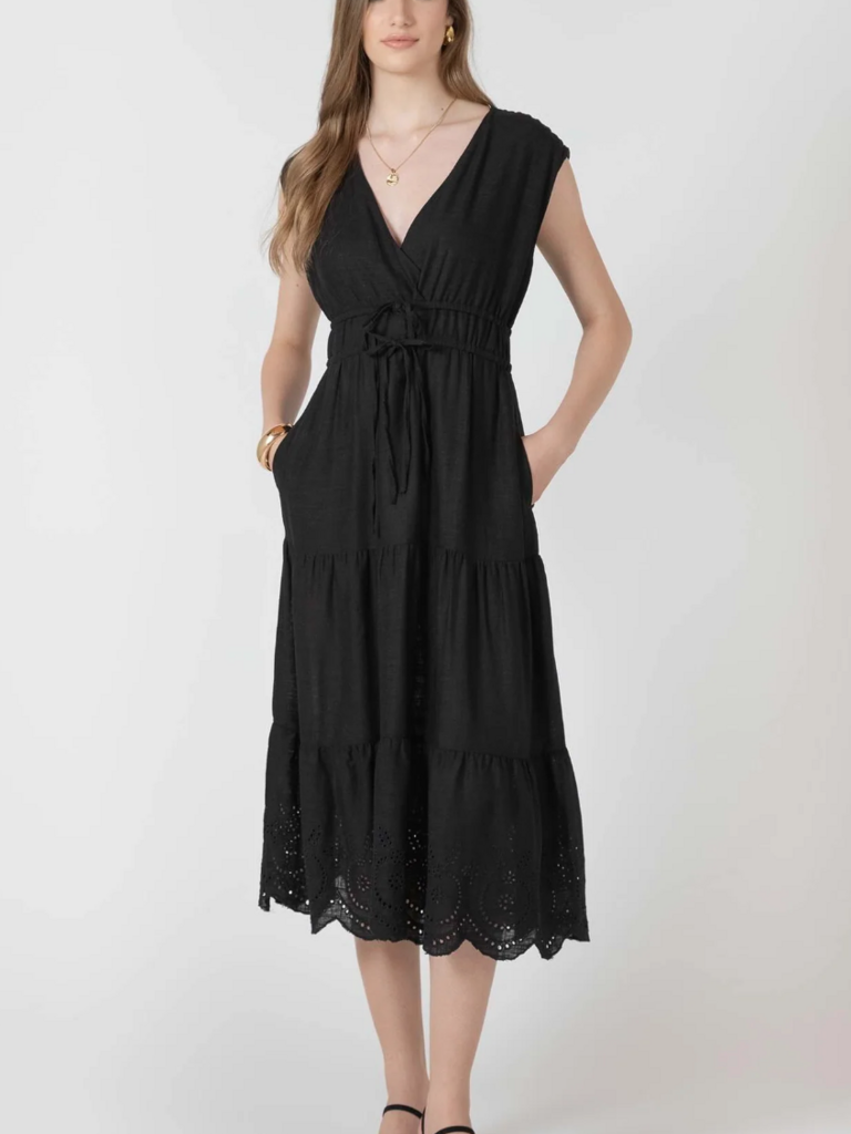 Black Tape Eyelet Black Midi