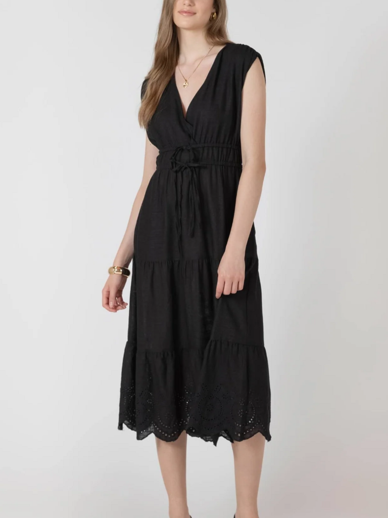 Black Tape Eyelet Black Midi