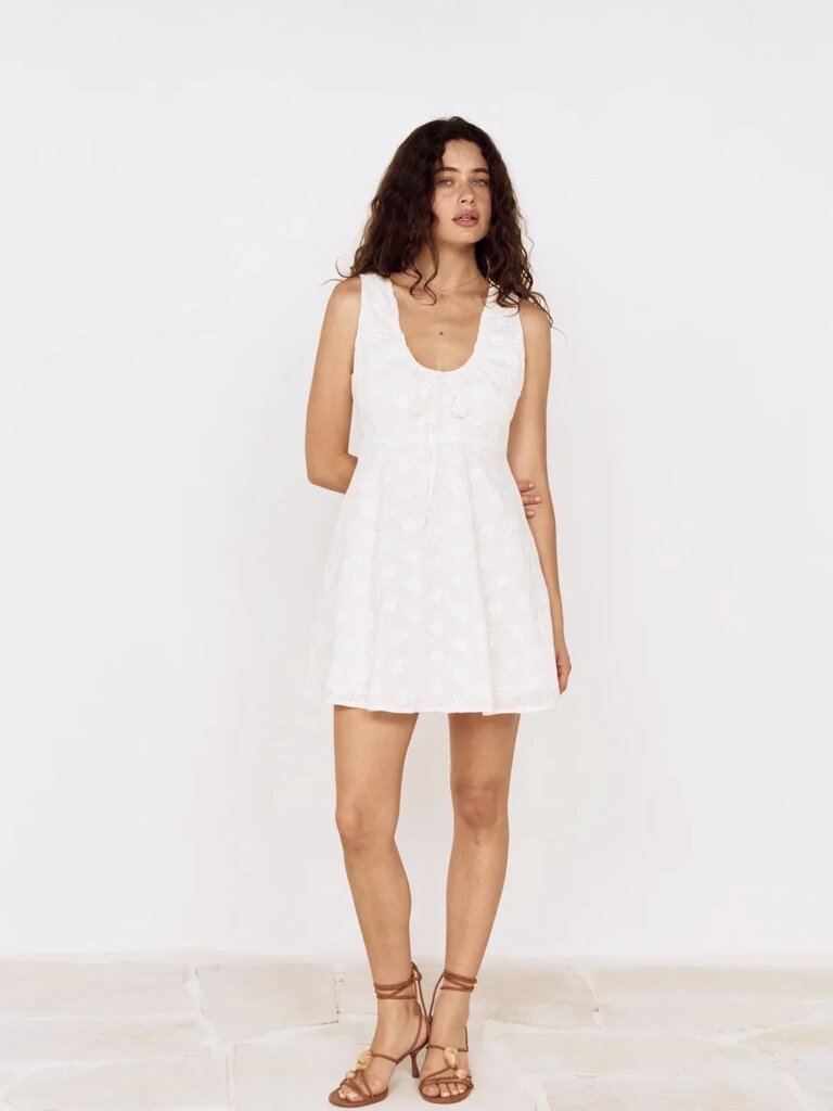 Mink Pink White Embroidered Mini