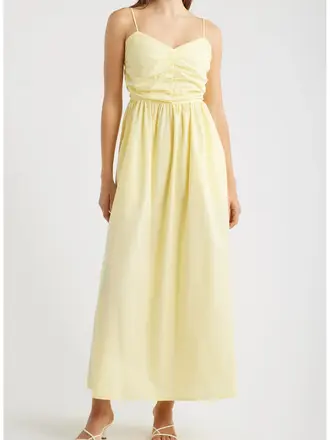 Deluc Yellow Ruched Dress