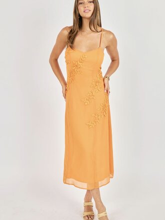 Deluc Applique Orange Dress