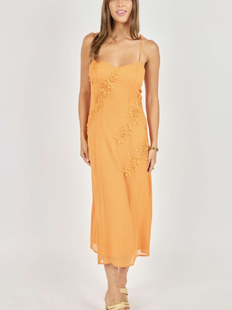 Deluc Applique Orange Dress