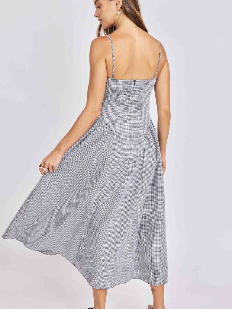 Sage The Label Black & White Check Midi