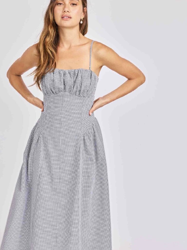 Sage The Label Black & White Check Midi