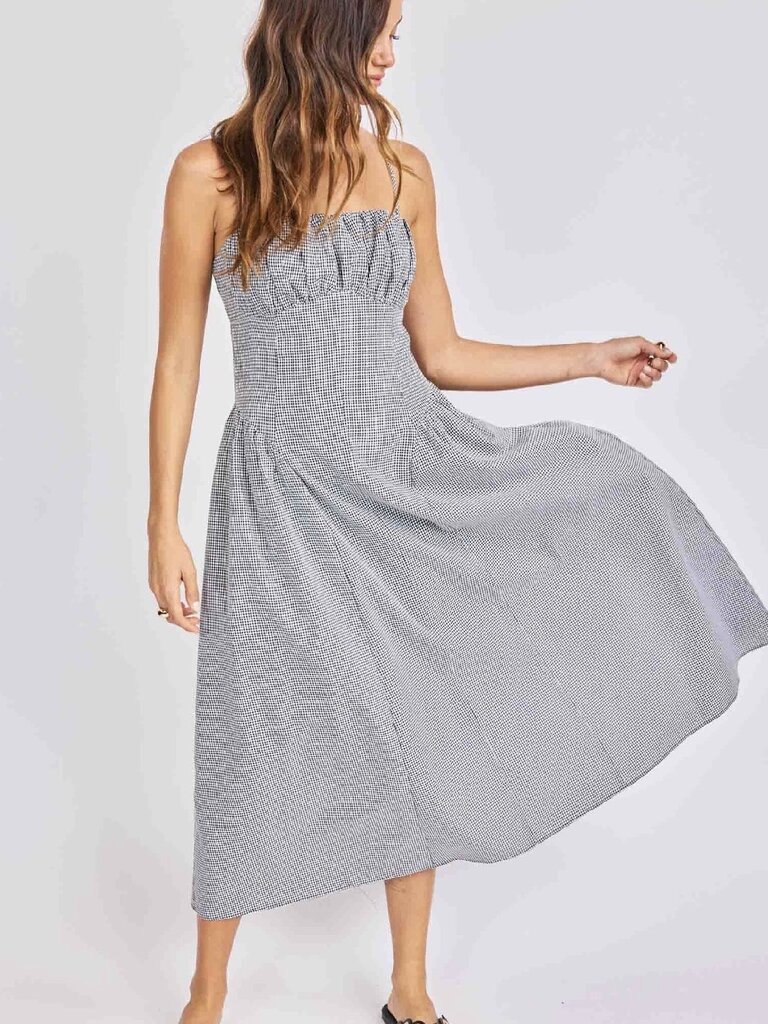 Sage The Label Black & White Check Midi