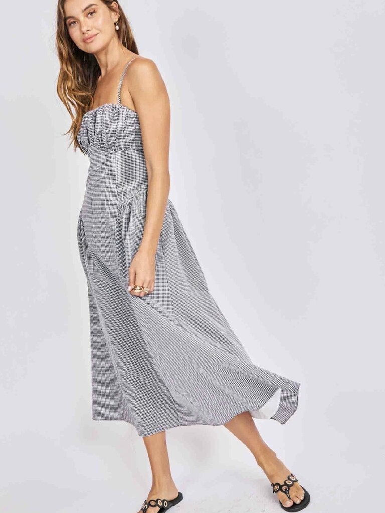 Sage The Label Black & White Check Midi
