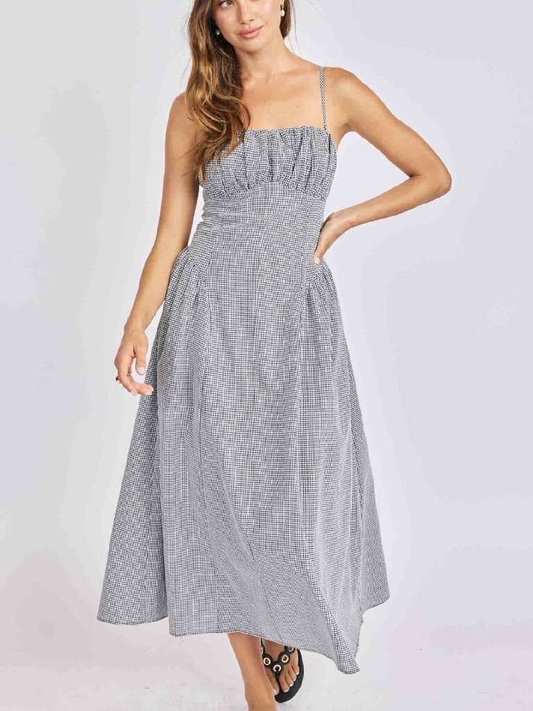 Sage The Label Black & White Check Midi