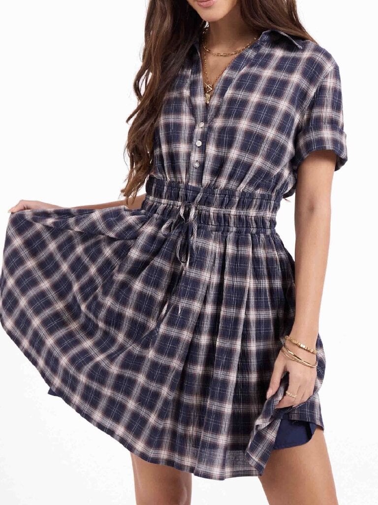 Sage The Label Navy Plaid Frill Mini