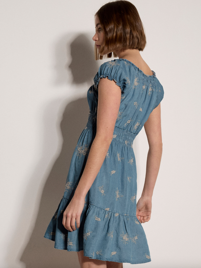 Apricot Embroider Denim Mini