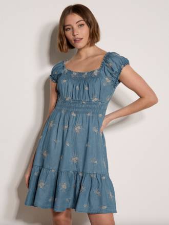 Apricot Embroider Denim Mini