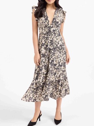Sadie & Sage Peach Green Floral Midi