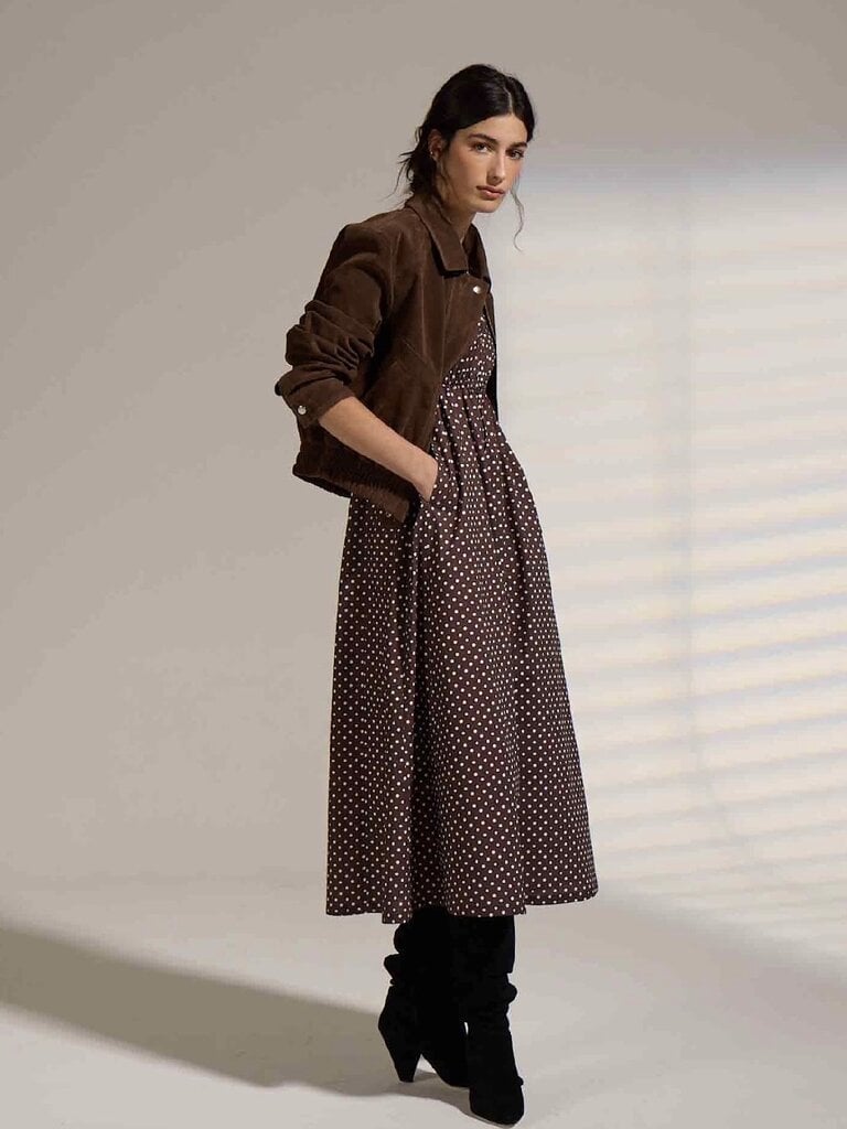 Deluc Brown Dot Zip Midi