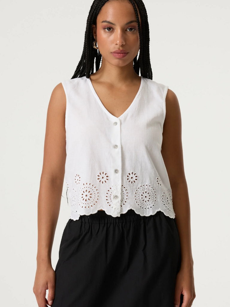 Garcia White Eyelet Tank
