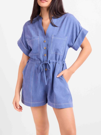 Sadie & Sage Dusty Blue Romper