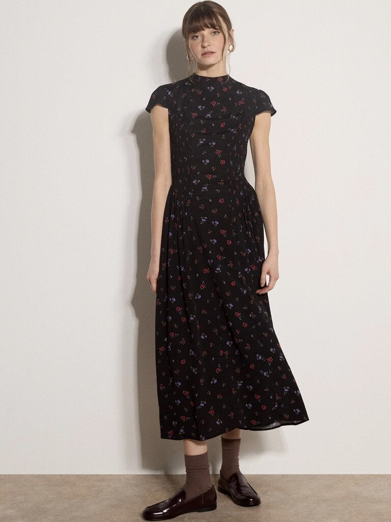 Apricot Black Side Panel Midi