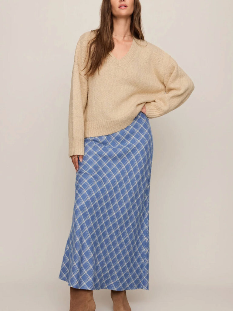 Z Supply Soft Blue Plaid Skirt