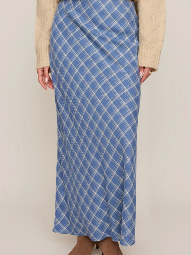 Z Supply Soft Blue Plaid Skirt