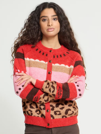 ICHI Pinky Pattern Cardi