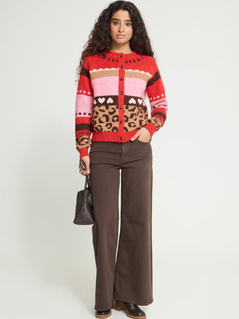 ICHI Pinky Pattern Cardi