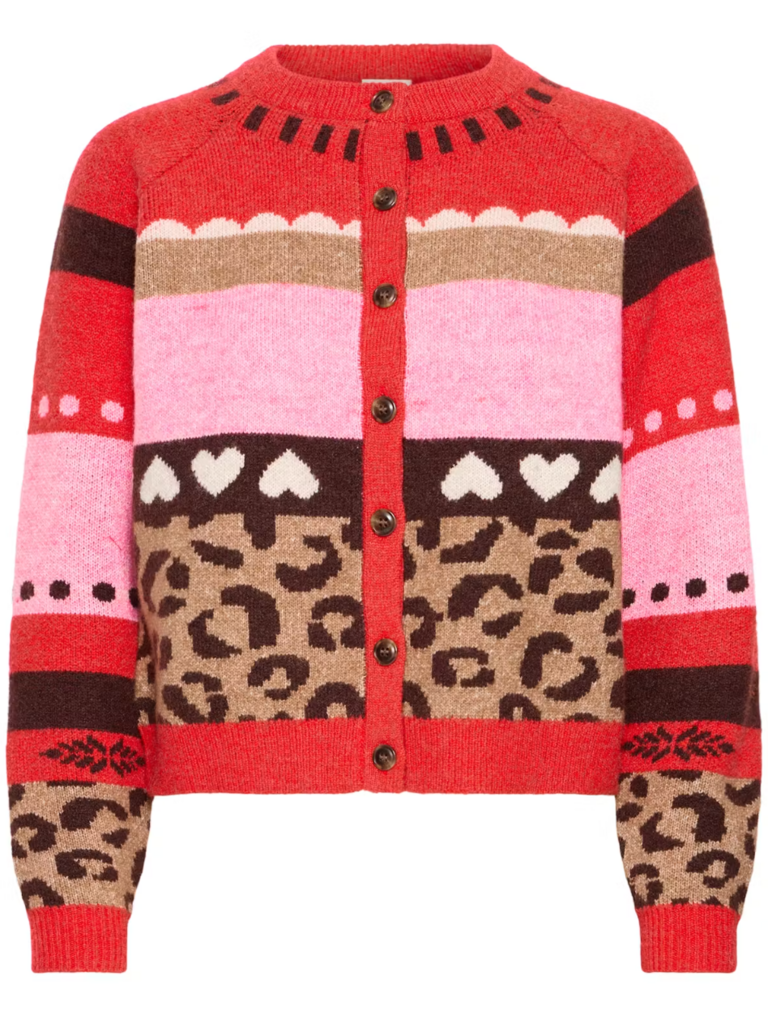 ICHI Pinky Pattern Cardi