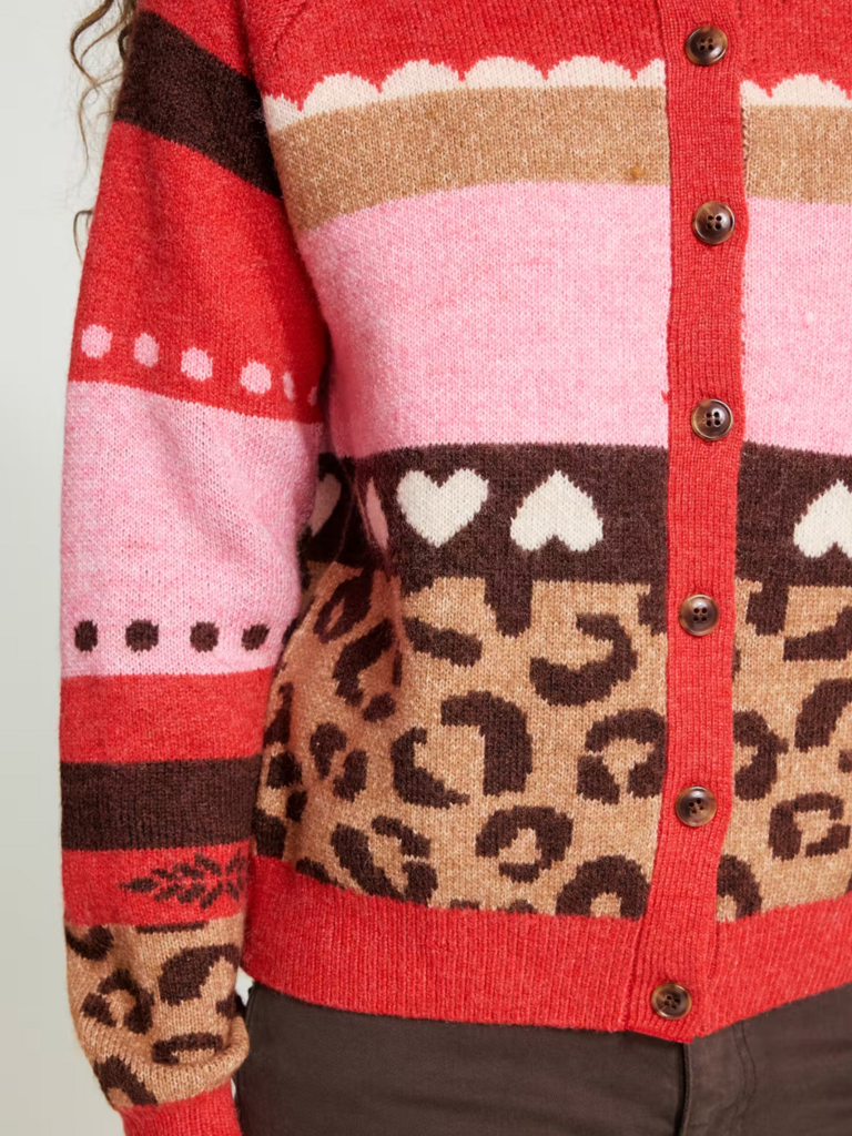 ICHI Pinky Pattern Cardi