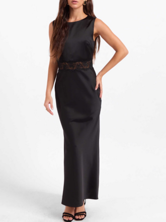 Sage The Label Silky Lace Black Dress