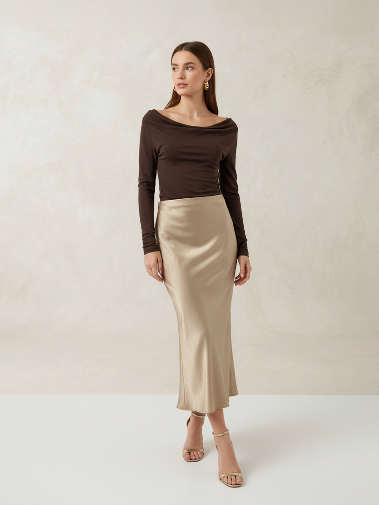 Angel Eyes Silky Champagne Skirt