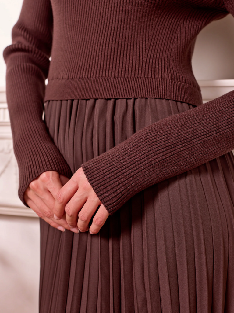 Angel Eyes Brown Pleat Maxi