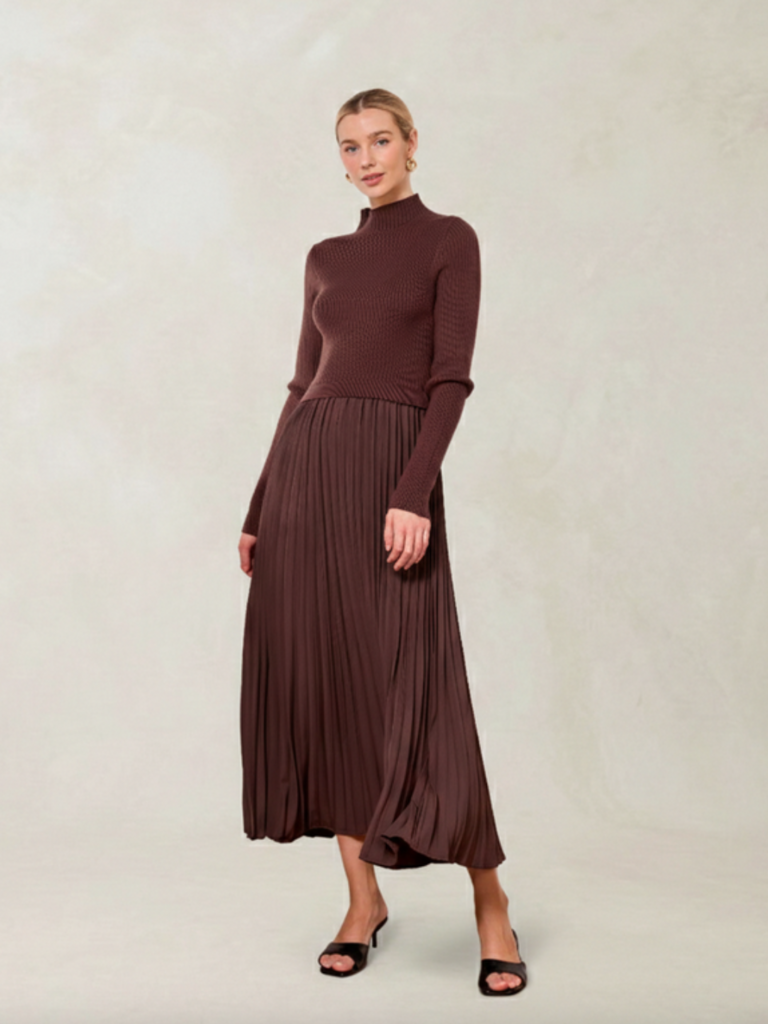 Angel Eyes Brown Pleat Maxi