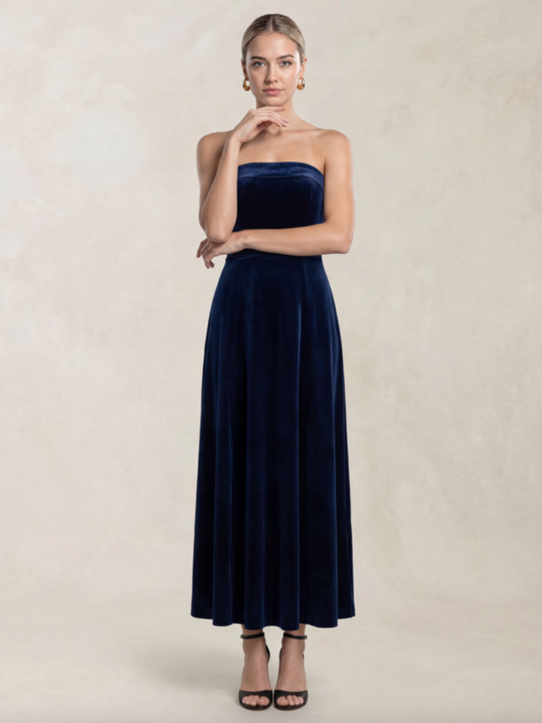 Angel Eyes Navy Strapless Dress