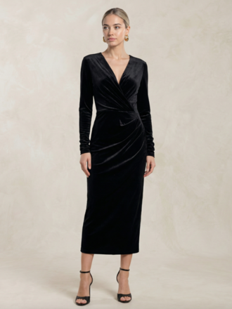 Angel Eyes Velvet Midi Dress