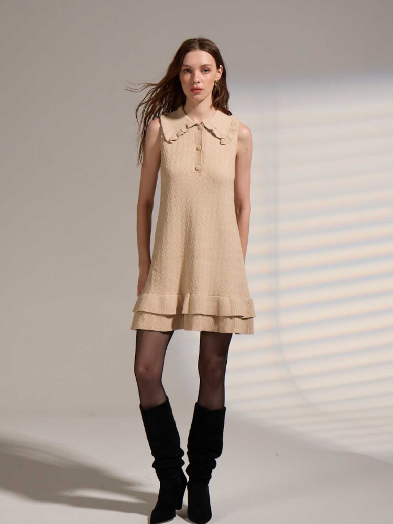 Deluc Oat Frill Knit Dress