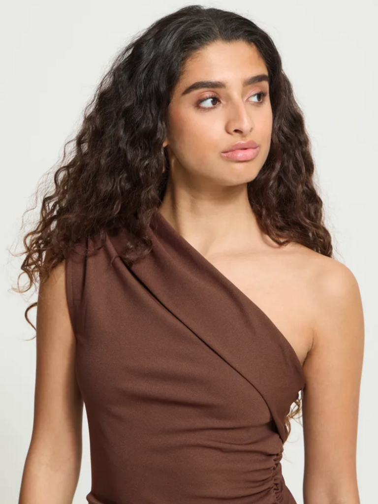 ICHI One Shoulder Brown Mini
