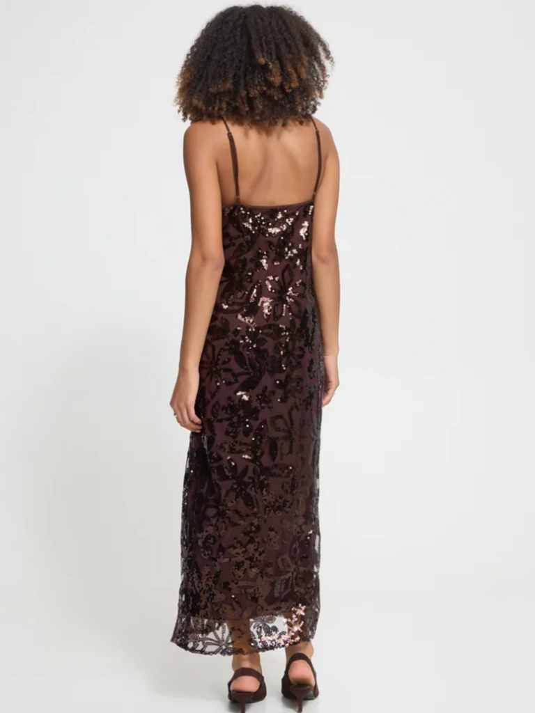 ICHI Coffee Sequin Dress