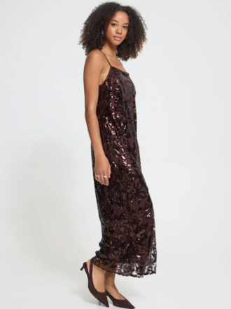 ICHI Coffee Sequin Dress