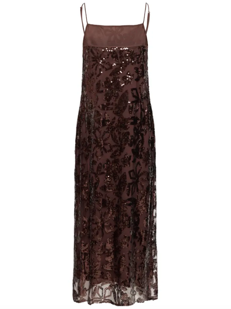ICHI Coffee Sequin Dress