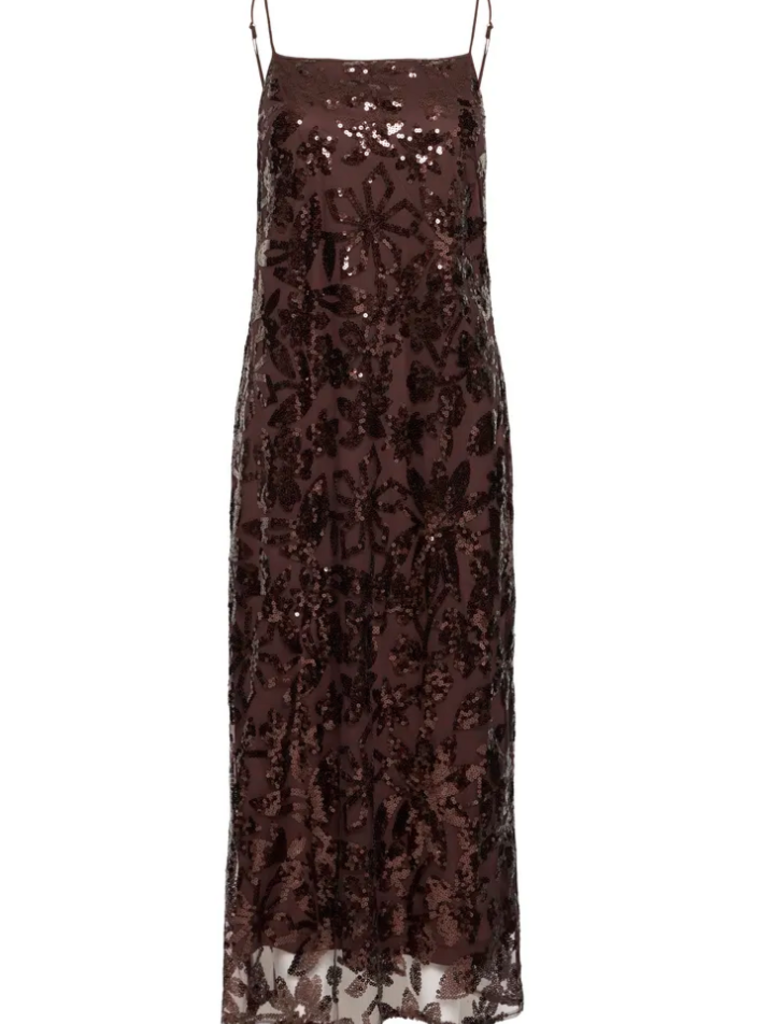 ICHI Coffee Sequin Dress