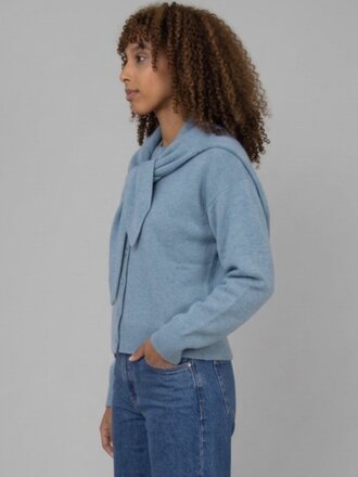 RD Style Blue Cardi With Scarf