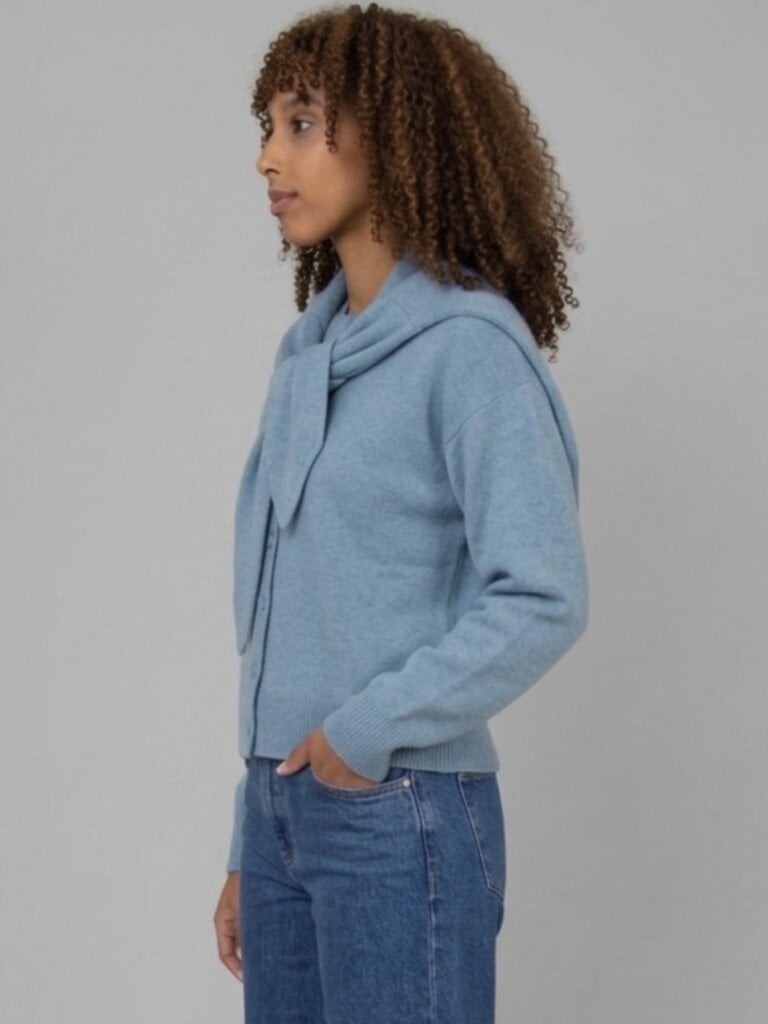 RD Style Blue Cardi With Scarf