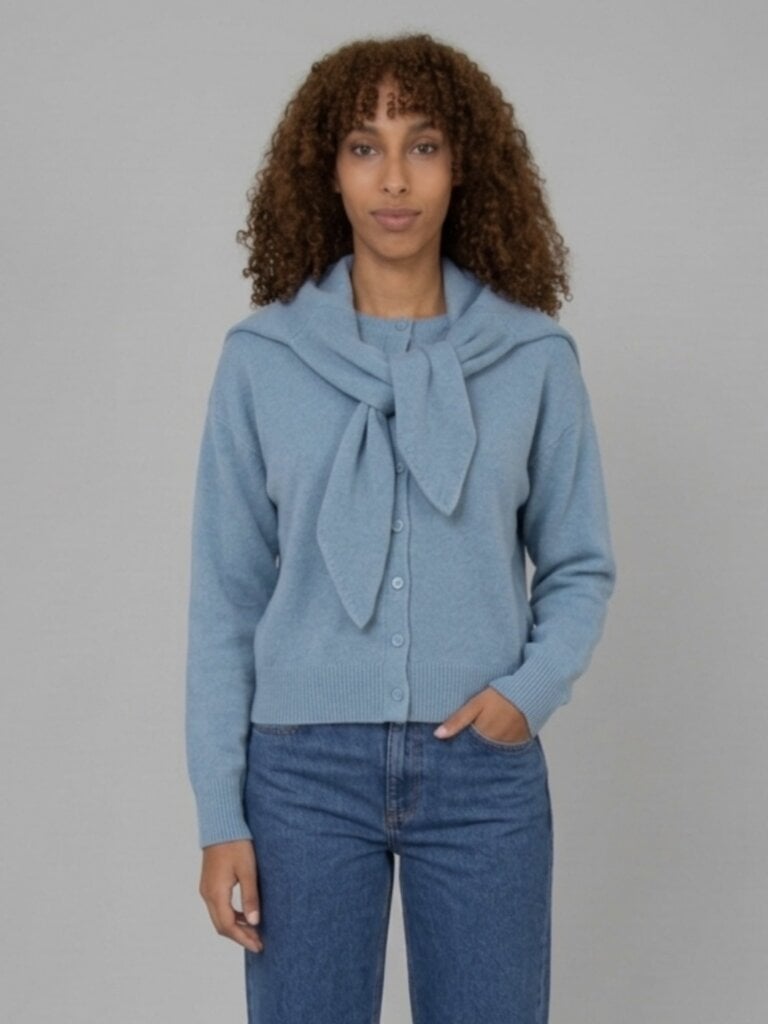 RD Style Blue Cardi With Scarf