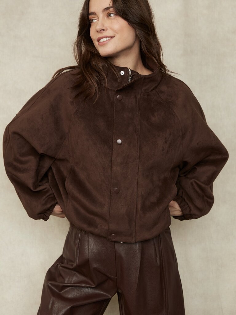 RD Style Brown Faux Suede Jacket