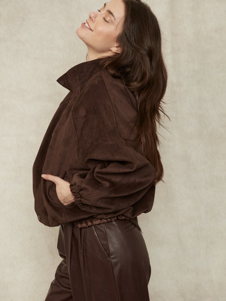 RD Style Brown Faux Suede Jacket