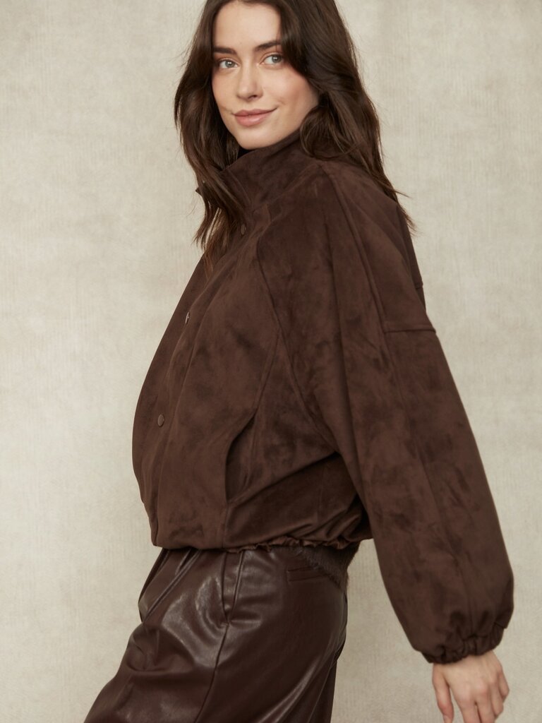 RD Style Brown Faux Suede Jacket