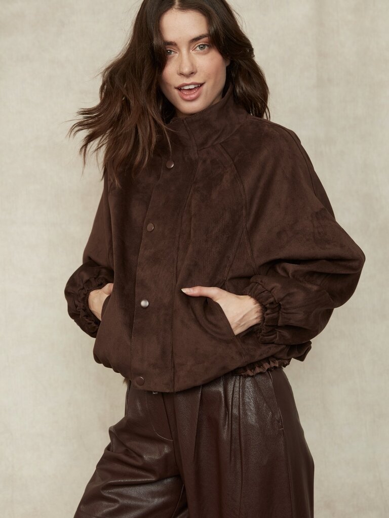 RD Style Brown Faux Suede Jacket